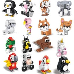 Idées animaux série chien ours poulets perroquet pingouin Koala vache flamant hibou blocs de