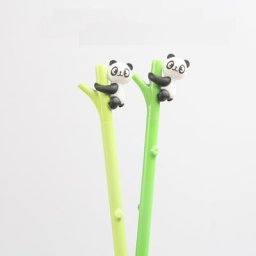 Stylo à bille en bambou vert Panda grimpant 2 pièces stylo à encre Gel de couleur noire pour