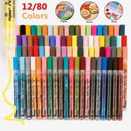 Marqueurs de peinture en acrylique 12/80 couleurs 0.7MM 2.0MM pointe pour pierres verre