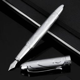 Hongdian – stylo-plume en métal argenté 5010 1 pièce plume en Iridium EF/F motif en relief