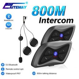 Teleheer – oreillette Bluetooth T6 Plus pour moto appareil de communication étanche Intercom en