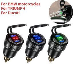 Adaptateur de chargeur USB en alliage d'aluminium affichage de tension prise ue pour BMW Triumph