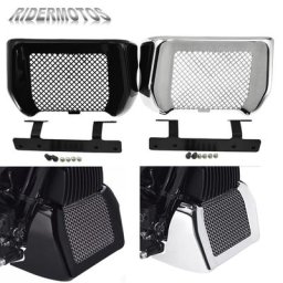 Kit de couverture de refroidisseur d'huile de moto avec support rapide noir et chrome Harley