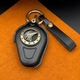 Porte-clés intelligent en cuir véritable pour motos Harley Davidson avec Badge aigle en laiton
