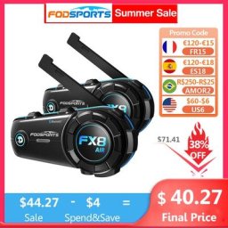 Fodsports FX8 Air 2 rider Intercom casque de Moto casque Bluetooth 5.0 Moto FM casque étanche 1000m