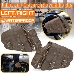 Sacoche latérale de moto marron vintage porte-bouteille bagage cuir PU universel pour la plupart
