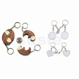 Porte-clés de Couple loutres mignons puzzle assorti en bois/alliage pour cadeau de saint valentin