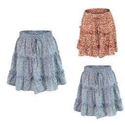 Mini jupe bohème sexy à imprimé floral pour femmes jupe courte à volants taille haute mode
