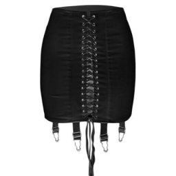 Jupe crayon taille haute à lacets croisés pour femmes mini jupe crayon avec porte-jarretelles 649D