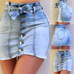 Mini jupes en denim sexy à bandage élastique taille haute jupe Harajuku à simple boutonnage sac de