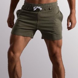 Heavywood homme Short de Sport En Coton Décontracté Gym Sweat-Cordon Rayé Imprimé Short de Sport