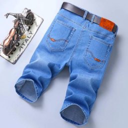 Short en jean extensible et fin pour homme Bermuda en coton Denim longueur aux genoux doux été