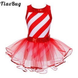 Robe de Noël à rayures brillantes pour filles costume de cosplay du père Noël robe tutu de