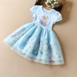 Robe de princesse Elsa pour filles tenue de soirée mignonne à manches courtes à la mode dessin