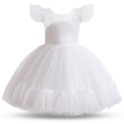 Robe élégante en dentelle blanche pour enfants robe modèle floral pour cérémonies et fêtes