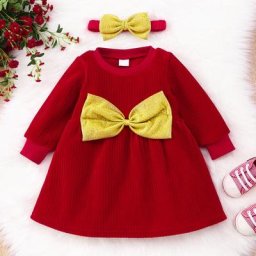Robe de princesse rouge de noël pour enfants ensemble de vêtements d'automne pour bébés filles à