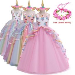 Robe longue pour enfants vêtements de fête Cosplay licorne en maille colorée robe pelucheuse pour
