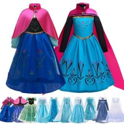 Robe Anna Elsa pour filles costume de cosplay d'Halloween pour enfants robes de princesse pour