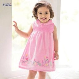 Little maven-Robe en coton rose pour petite fille joli vêtement confortable et décontracté pour