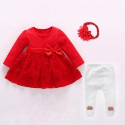Robe avec Pantalon et Bandeau pour Nouveau-Né Tenue de ixd'Anniversaire Mariage Baptême Automne