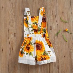 Focusorn – jolies salopettes pour enfants imprimé tournesol short à bretelles avec poches tenues