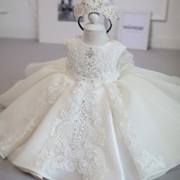 Robe de baptême de Noël blanche et rose pour bébés filles robe de princesse élégante avec perles