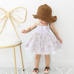 Robe princesse en Tulle pour enfants tenue de plage à fleurs imprimées jupe à bretelles