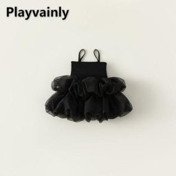 Robe Tutu d'été en maille noire pour bébés filles vêtements de danse pour enfants robes de soirée