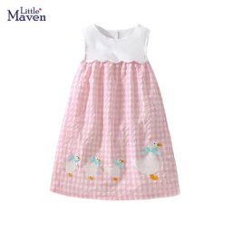 Little maven – robes d'été pour filles de 3 ans vêtements sans manches brodés avec des animaux de