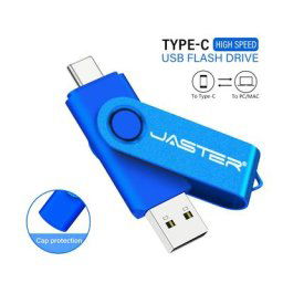 JASTER TYPE-C OTG USB Flash Drive 64GB Logo Personnalisé Gratuit Pen Drive 32GB Bleu Memory Stick