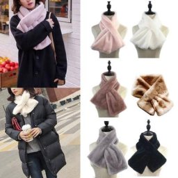 Écharpe épaisse en fausse fourrure pour femmes couleur unie en peluche col croisé châle