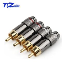 Connecteur Audio RCA Plaqué Or Support Vidéo Câble de 6mm Adaptateur de Prise Mâle Soudé
