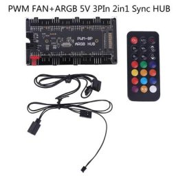 Adaptateur de ventilateur de refroidissement RGB 2 en 1 PWM LED ARGB contrôleur HUB de