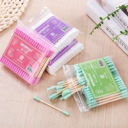 100 pièces coton-tige Double tête en spirale en bois bâtons de bambou beauté maquillage nez oreilles