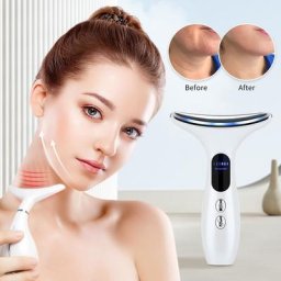 Appareil de beauté pour le visage et le cou à micro-courant EMS photon LED raffermissement