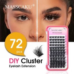 MASSCAKU – Extensions de cils à bande de ruban doux cils de beauté en grappes thermo-collées