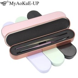 Boîte de rangement en fer blanc pour pinces à épiler double fente extension de cils maquillage de