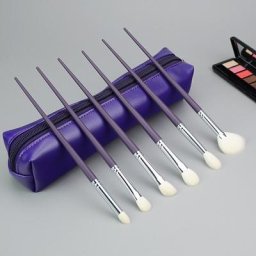 Kit de pinceaux de maquillage pour les yeux en poils de chèvre manche violet poils blancs fard à