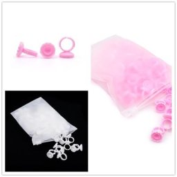 Anneaux de colle à cils jetables forme ronde rose/blanc bonnets colle pour Extension de cils