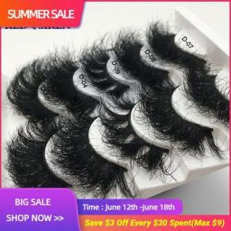 Faux-cils en vison 3D longs et épais pour maquillage cils naturels doux de 25 mm 1 paire par