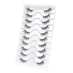 Faux-cils 3D en vison demi-cils naturels look œil de chat bouclés et évasés Extensions pour