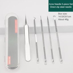 Kit d'élimination des points noirs d'acné en acier inoxydable pince à épiler nettoyeur de pores