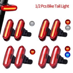 1/2Pcs Feu arrière De Vélo Rechargeable LED VTT Route Vélo Feu Arrière Avertissement De Sécurité