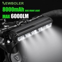 NEWBOLER vélo lumière avant 6000 Lumen vélo lumière 8000 mAh étanche lampe de poche USB charge vtt