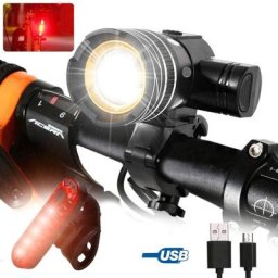 Lampe LED avant étanche pour vélo aste par USB avec batterie intégrée et feu arrière à iode rouge