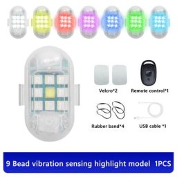 Signal lumineux sans fil anti-collision télécommande mini lampe de signalisation 9 perles de