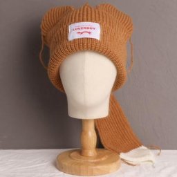 Chapeau à longue queue de torche pour femme Skullies mignons chapeau au crochet bonnet de