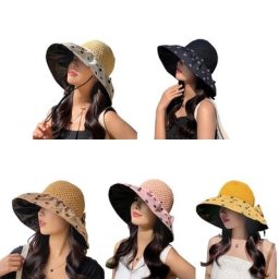 Chapeau à large bord pour femmes visière nœuds décoratifs ouvert protection chapeau de plage