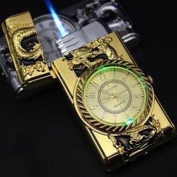 Briquet de montre en or de luxe flash turbo gaz butane coupe-vent cigare Laguna ette métal
