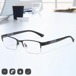Lunettes Anti-myopie bleues pour homme et femme rétro demi-monture métallique forme carrée pour
